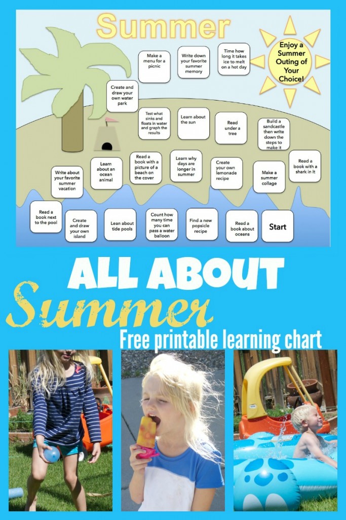 Fun and educational summer learning chart