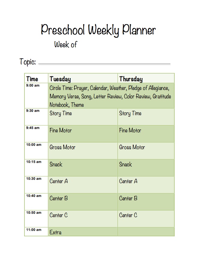 Printable Preschool Planner | More Excellent Me