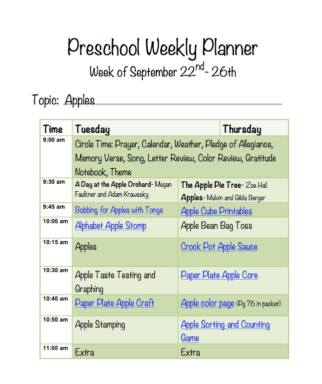 Preschool Apple Plan 