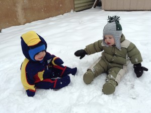 Twins in snow