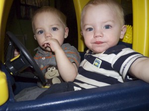 twins in little tyke truck
