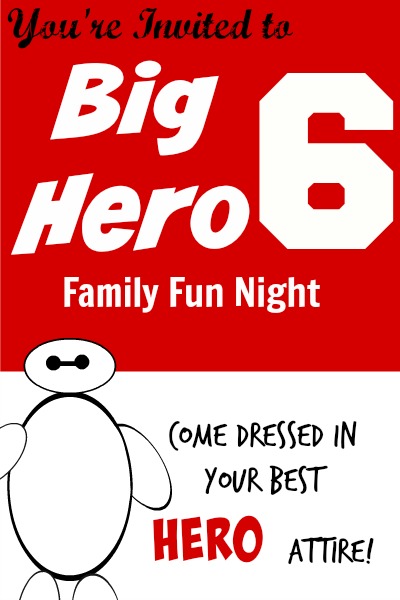 Big Hero 6 family night invite