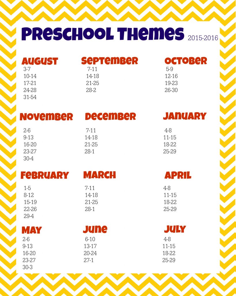 preschool themes planner
