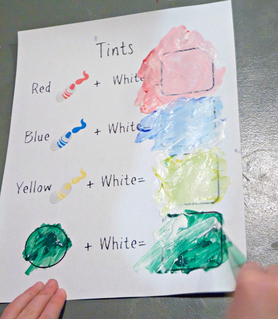 Free Printable tints color mixing page