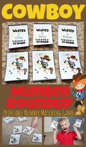 Cowboy number roundup free printable matching game