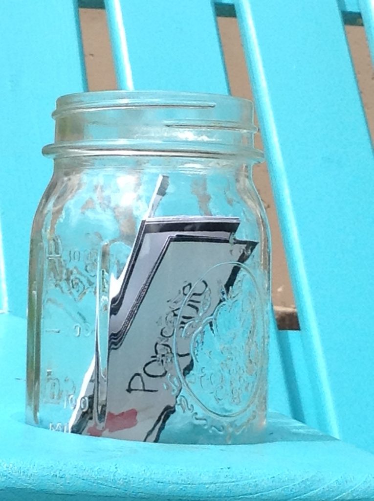 Pictionary cards in jar