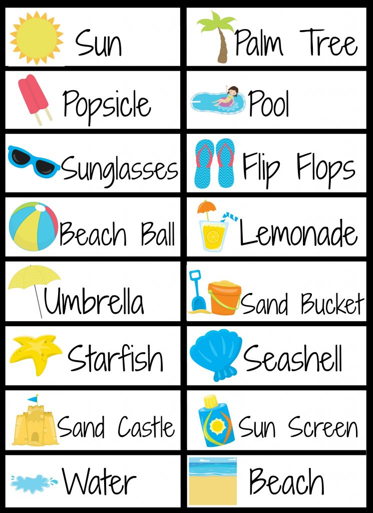 Free Printable Summer Pictionary Game