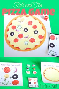 Fun and educational roll and top pizza game for kids