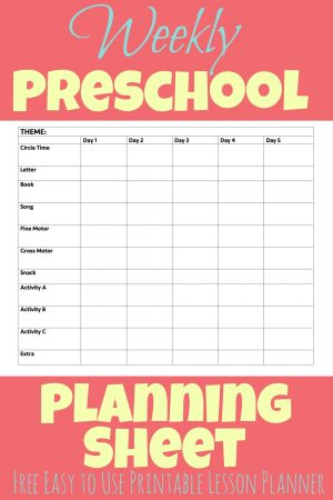 Printable Preschool Week Planning Sheet | More Excellent Me