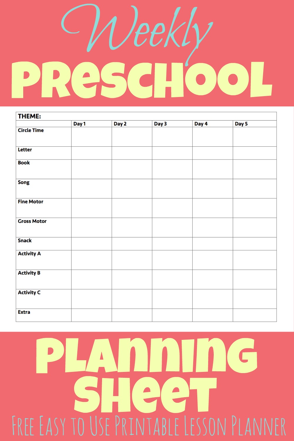 blank preschool daily schedule