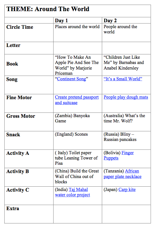 around the world lesson plan