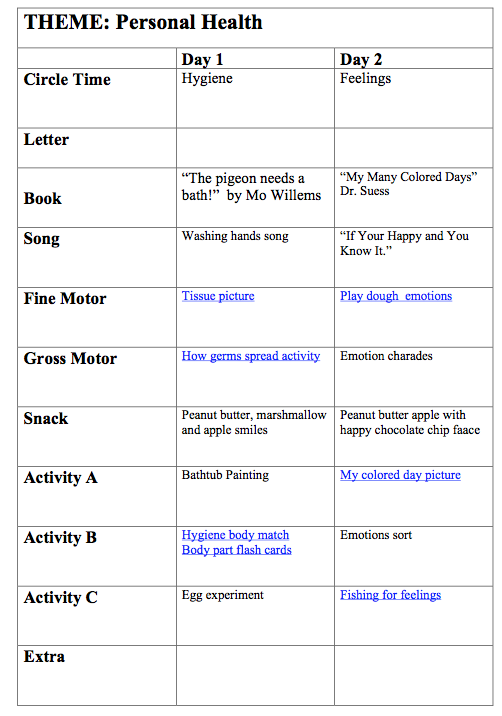 health lesson plan preview