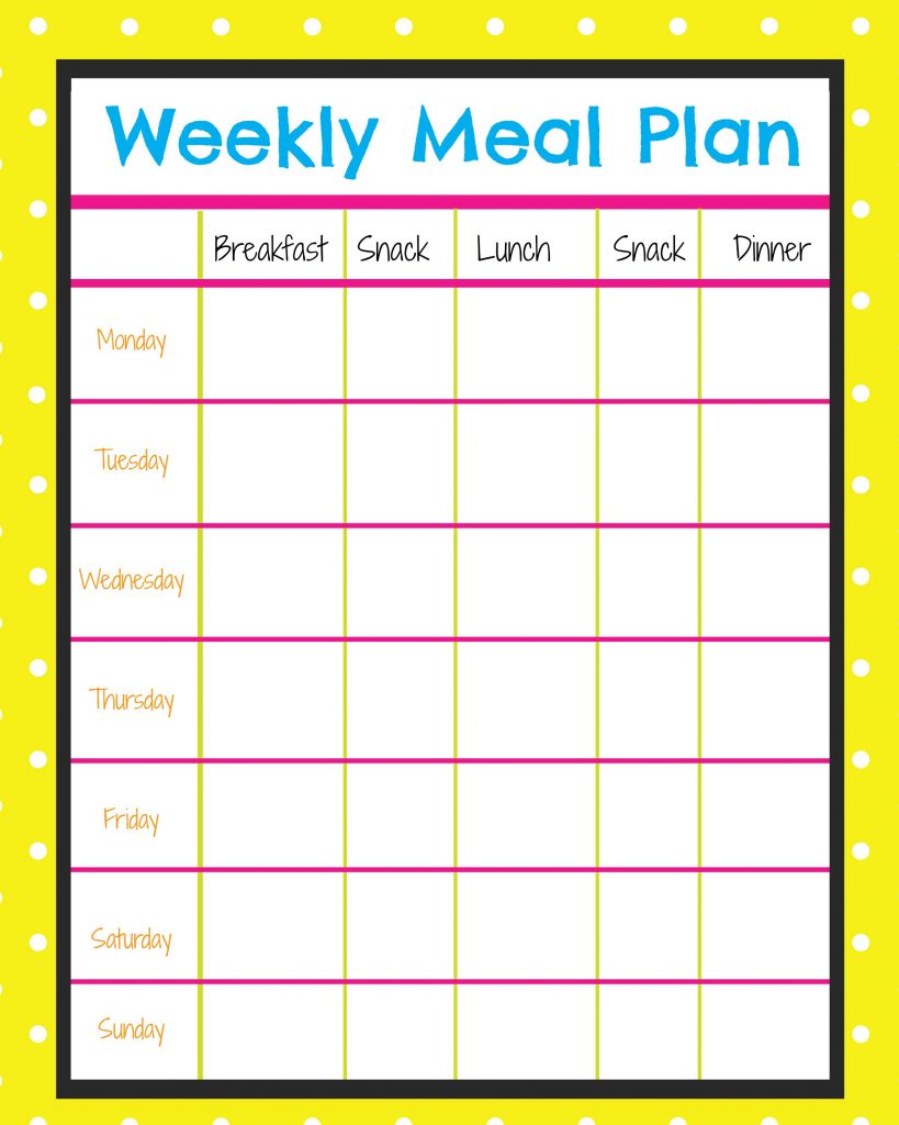 Weekly Menu Planner | More Excellent Me
