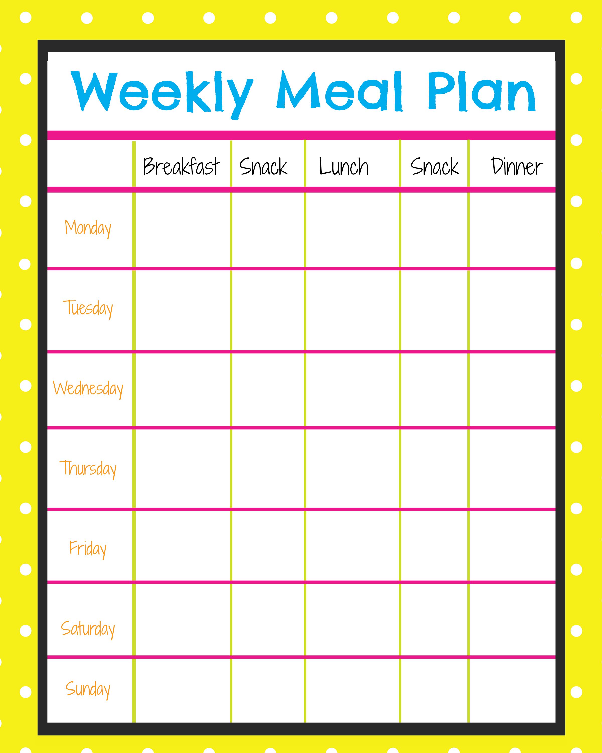 Food menu calendar template - gutequiz