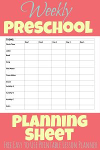 Weekly lesson planning is simple with this preschool lesson planner. Just fill in the blanks with your activity choices and your ready to go!