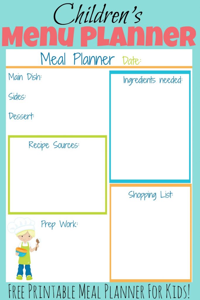 Children's Meal Planners | More Excellent Me